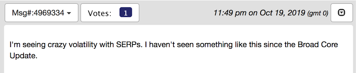 A screenshot of a message on a phone screen after the Google BERT update.
