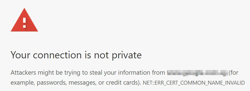 Browser warning message with a red triangle icon stating 
