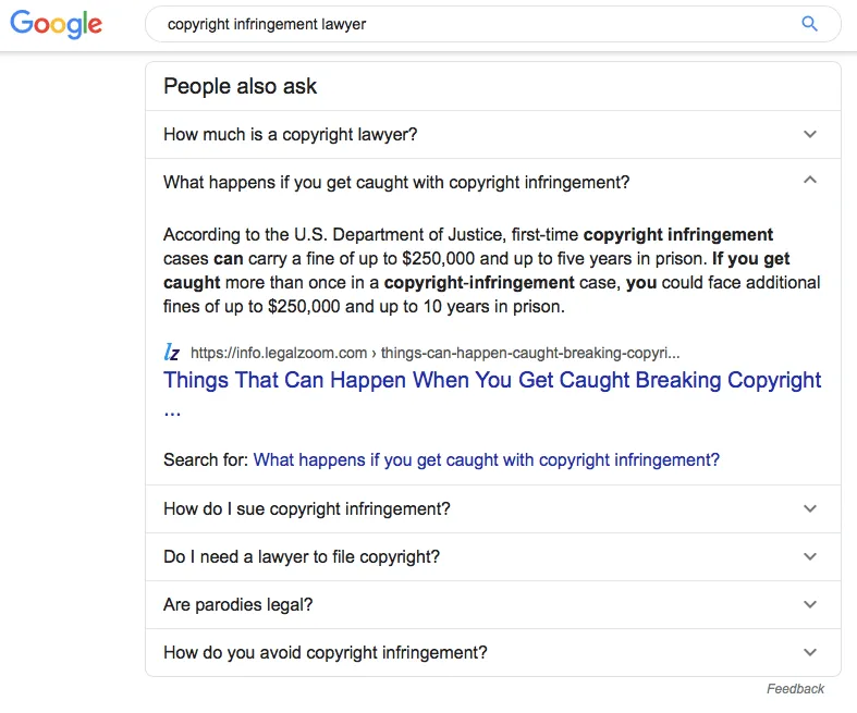 Google search result for 