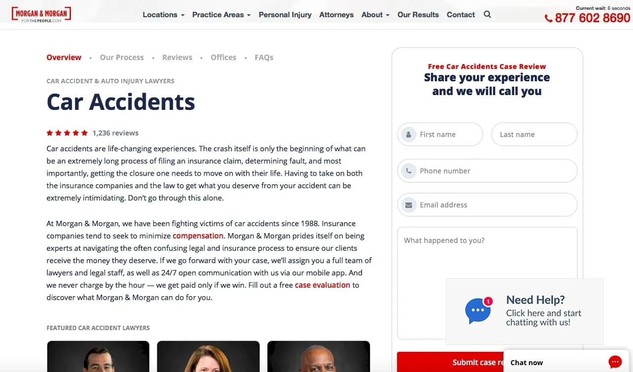 Morgan & Morgan website page titled 