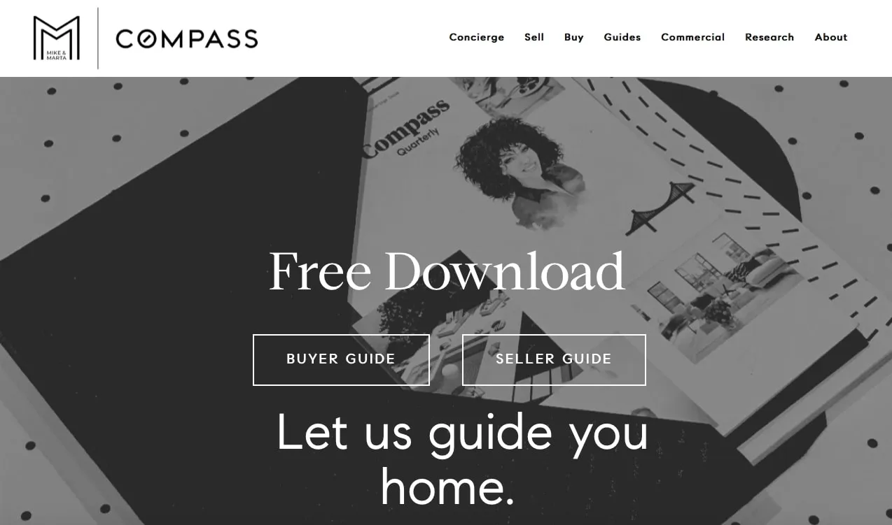 screenshot of a real estate website that offers free real estate content marketing items