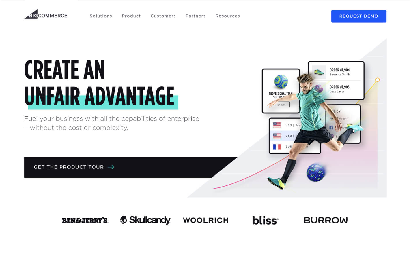 A screenshot of BigCommerce’s home page.