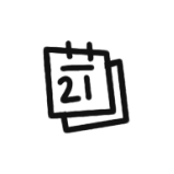 A black and white image of a calendar with the word 21 on it, indicating the year 2023.