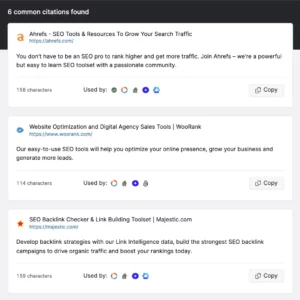 common citations feature to help agencies understand what it takes to rank for target keywords