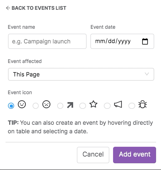 Site Events feature in GSC Insights