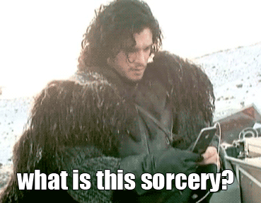 Jon Snow from Game of Thrones looking at a phone in confusion with text 'what is this sorcery?' symbolizing surprise about SEO outsourcing.