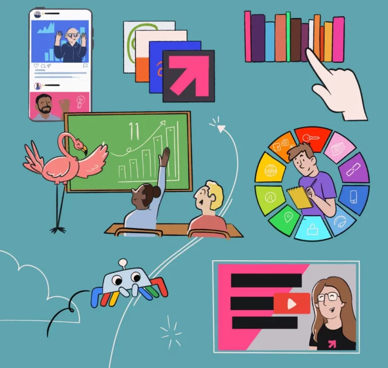 Digital Marketers in a classroom learning from LinkGraph about SEO