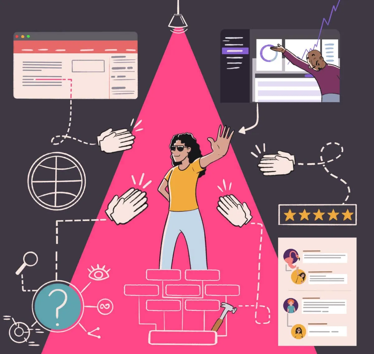 A business owner working on her reputation management across review platforms