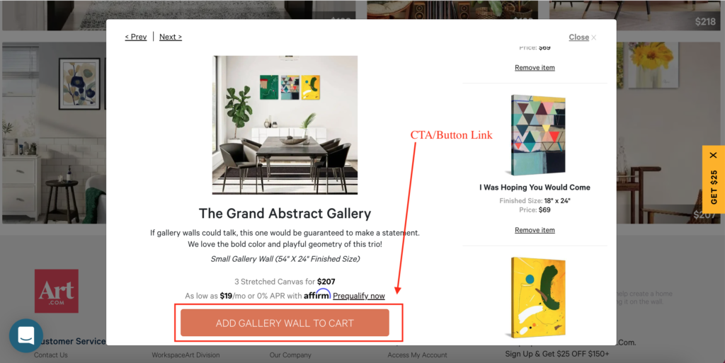 screenshot of a web page with a red box around the button or CTA links on the page