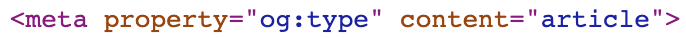 screenshot of an og:type tag in HTML