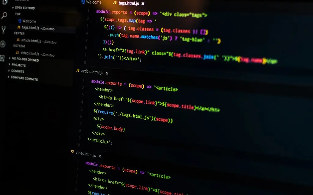 JavaScript code displayed in a dark-themed text editor with multiple open files and syntax highlighting.