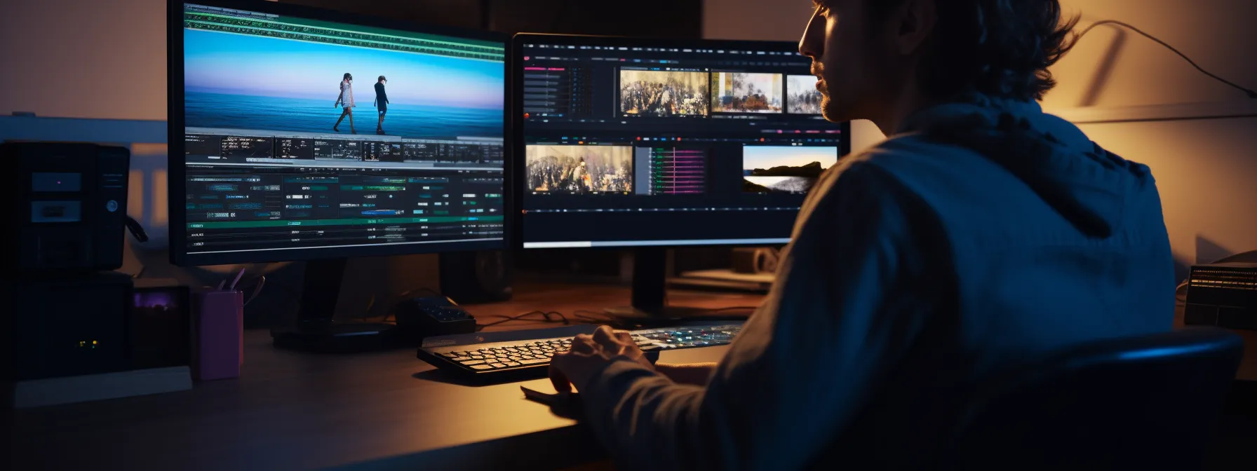 the image shows a person working on a computer, with multiple windows open and various algorithms and data visualizations displayed on the screen.