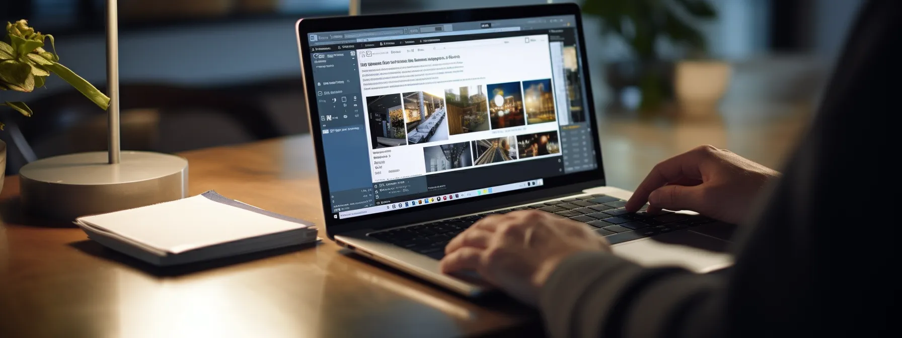 a person using a computer with a website open, showing a clear and intuitive navigation layout, relevant content, and high user satisfaction.