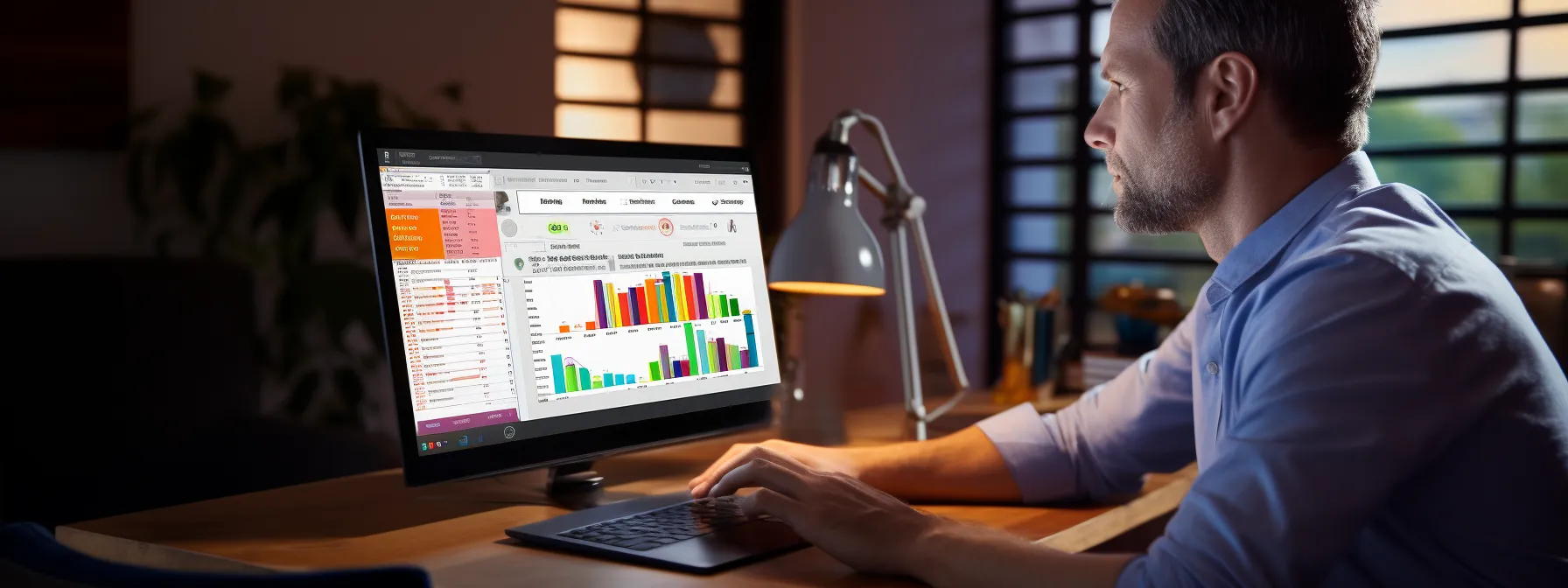 a person analyzing competitor analysis data on a computer screen with various seo tools open in the background.