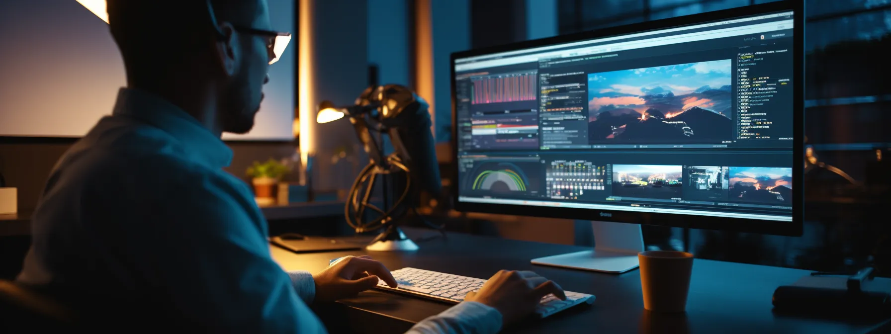 a person using a computer to analyze and build tailored backlinks for a business.