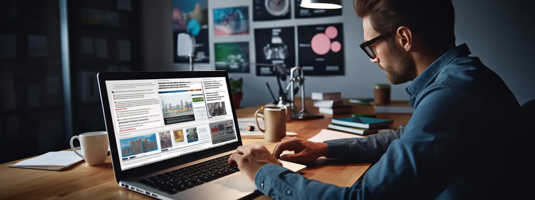 a person creating a variety of high-quality content, including written, infographics, and video, to engage the target audience and generate strong backlinks.