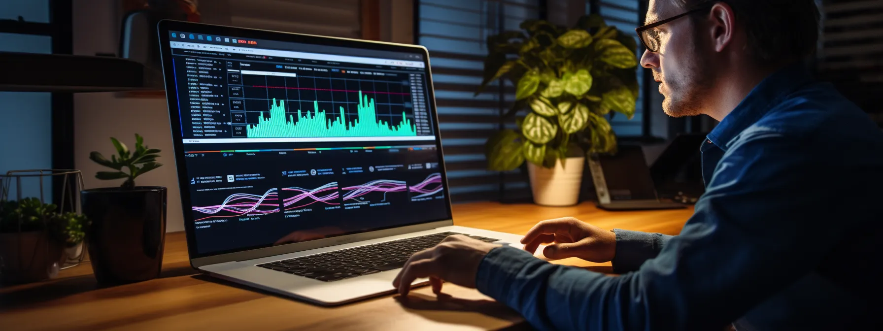 a website owner excitedly checking their site's organic search traffic after optimizing their content according to the hcu.