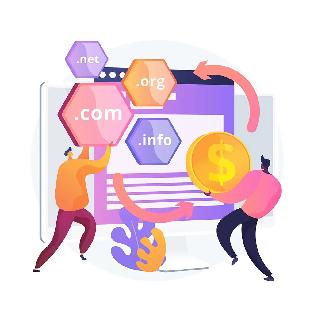 Domain Flipping abstract concept vector illustration. Changing domain, flipping between domains, internet business, buying name at high price, register website, web hosting abstract metaphor.