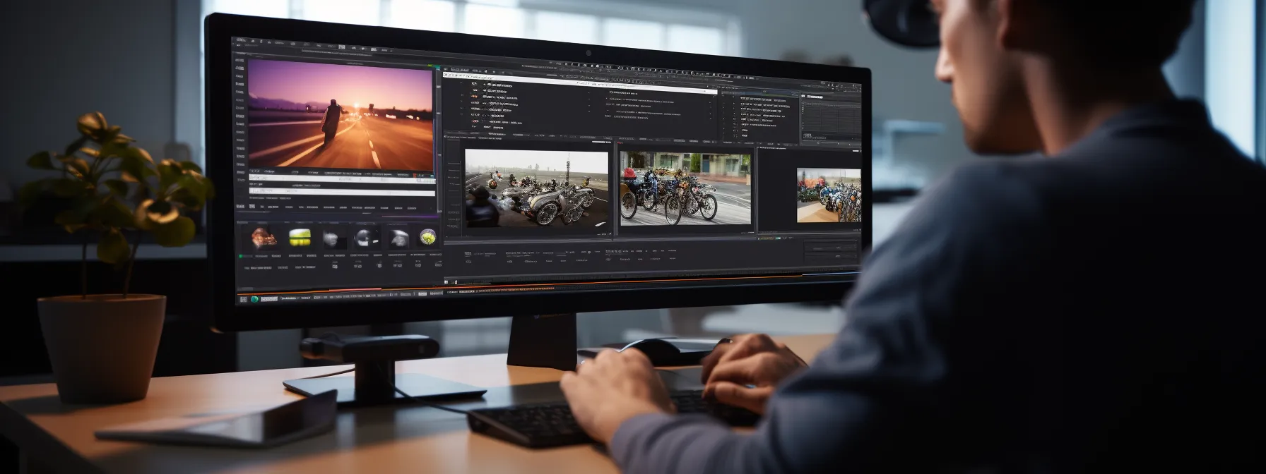 a person using a computer to create and promote content for powerful link building strategies in the seo industry.