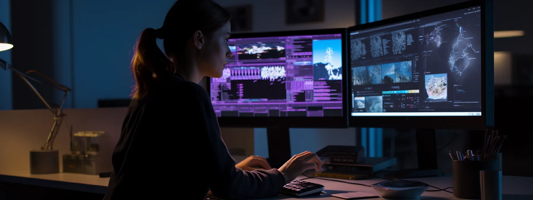 a person using a computer to analyze data and conduct niche research.