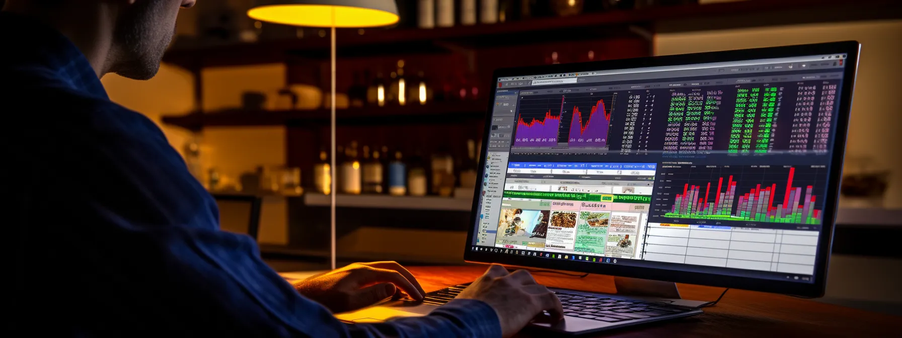 a person conducting keyword research and competitor analysis on a computer screen with gambling-related websites displayed.