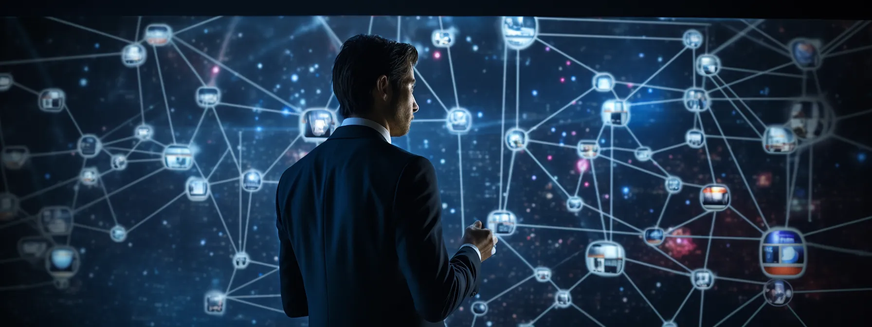 a lawyer confidently navigating through a network of interconnected websites.