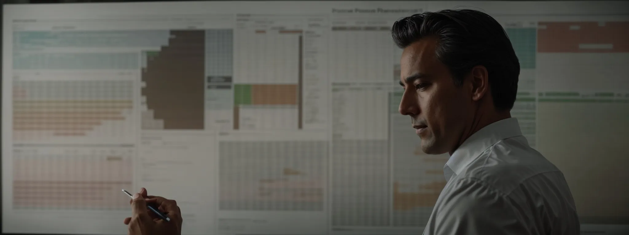 a business executive reviews a complex chart illustrating various financial options for erp system acquisition.