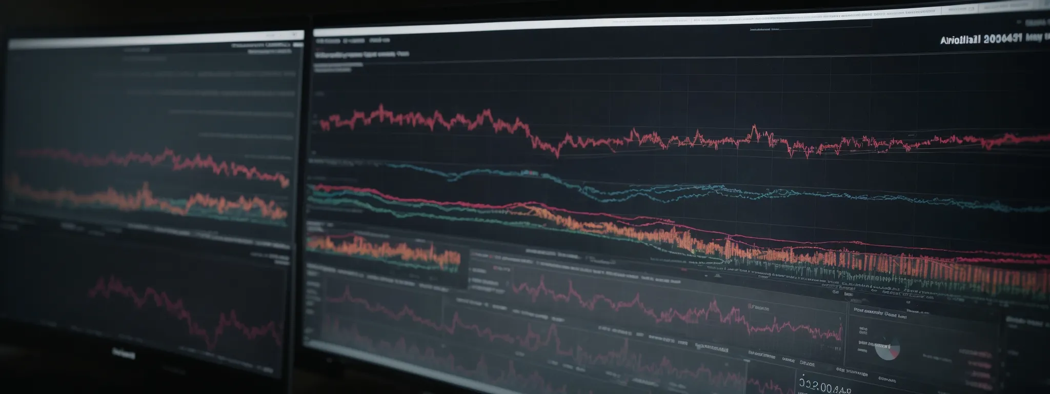 a computer screen displaying a complex data analysis dashboard with graphs and trend lines.