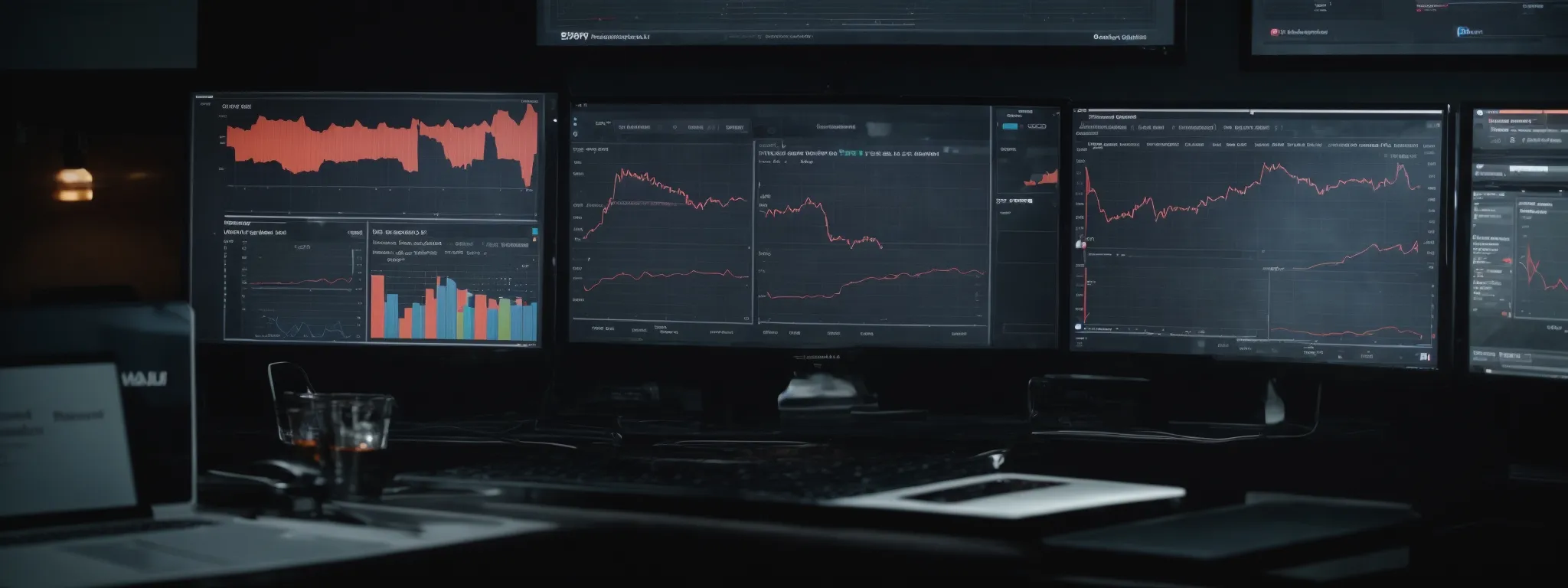 a computer screen displaying a social media analytics dashboard amidst marketing strategy charts and graphs.