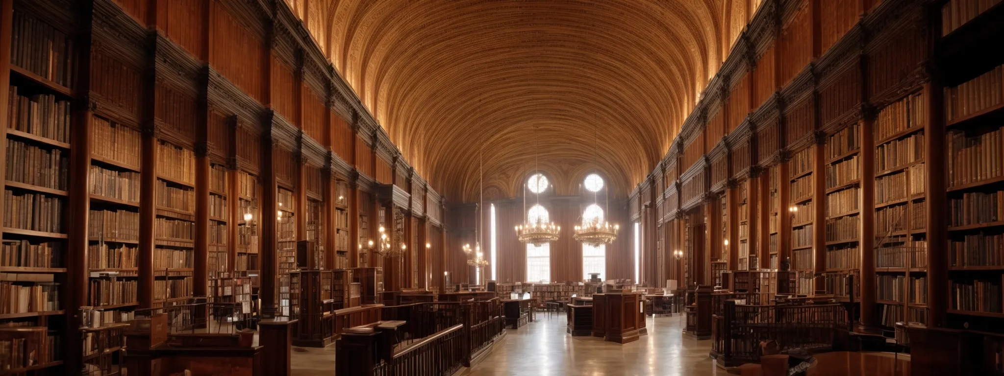 a library with towering bookshelves representing well-researched content pillars.