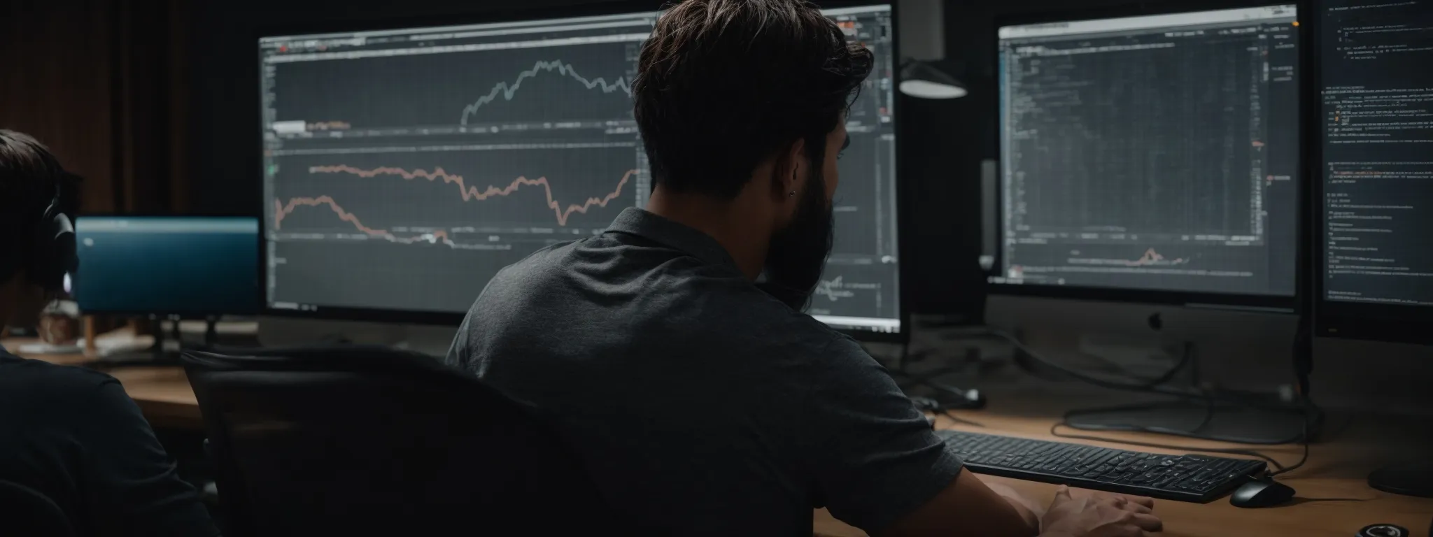 a website developer carefully monitors a loading web page on their computer screen, ensuring optimal balance between performance and user experience.