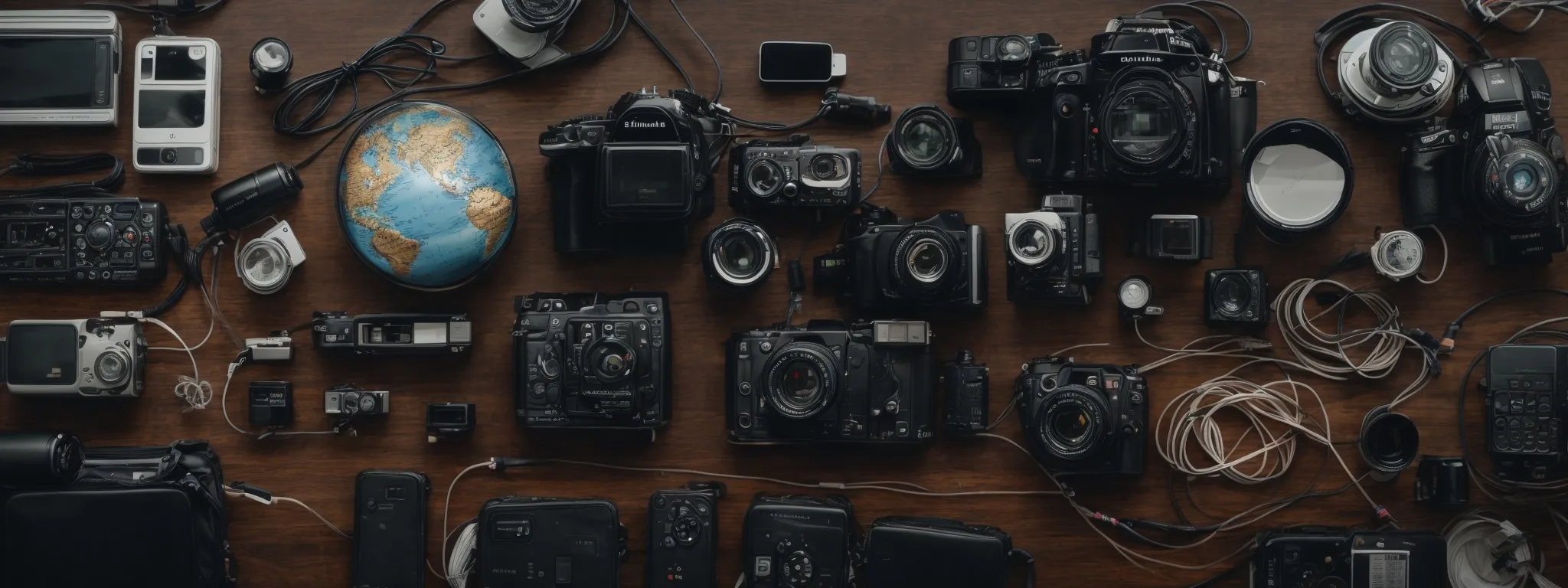 a globe surrounded by various technological devices, symbolizing the interconnectivity of international digital markets.