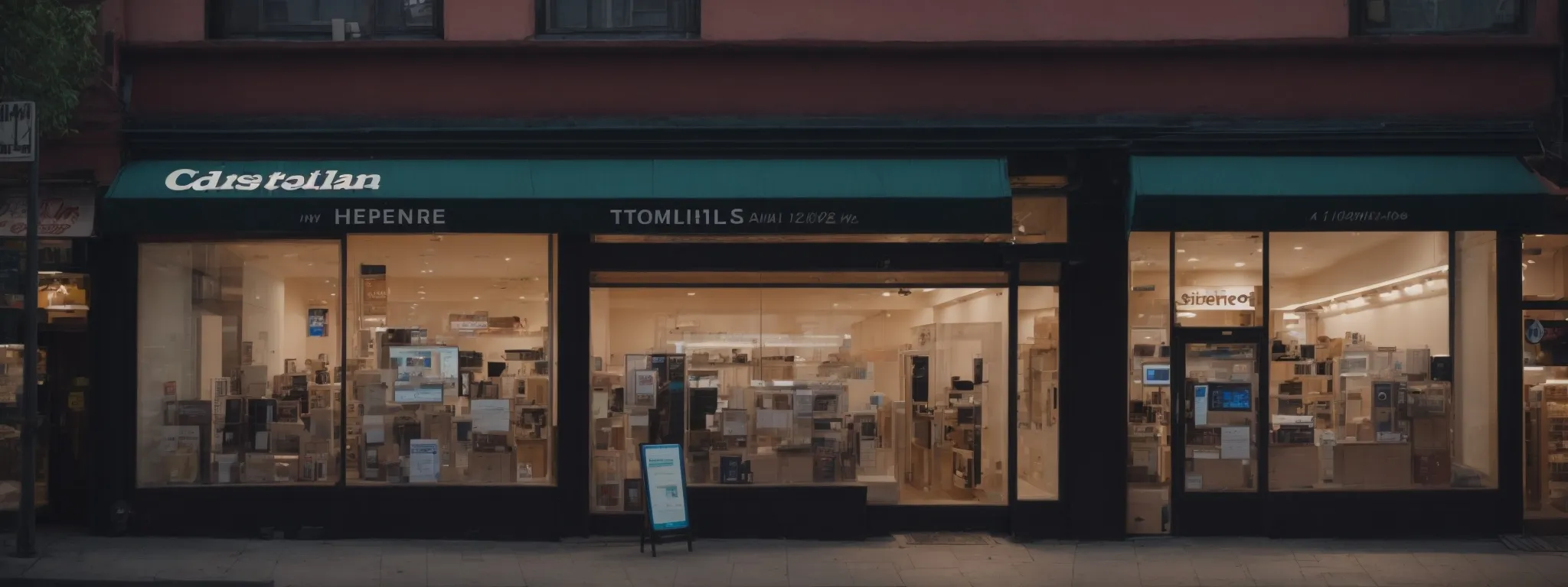 a telecom provider's storefront with a visible sign, nestled in a busy local shopping district bustling with potential customers.