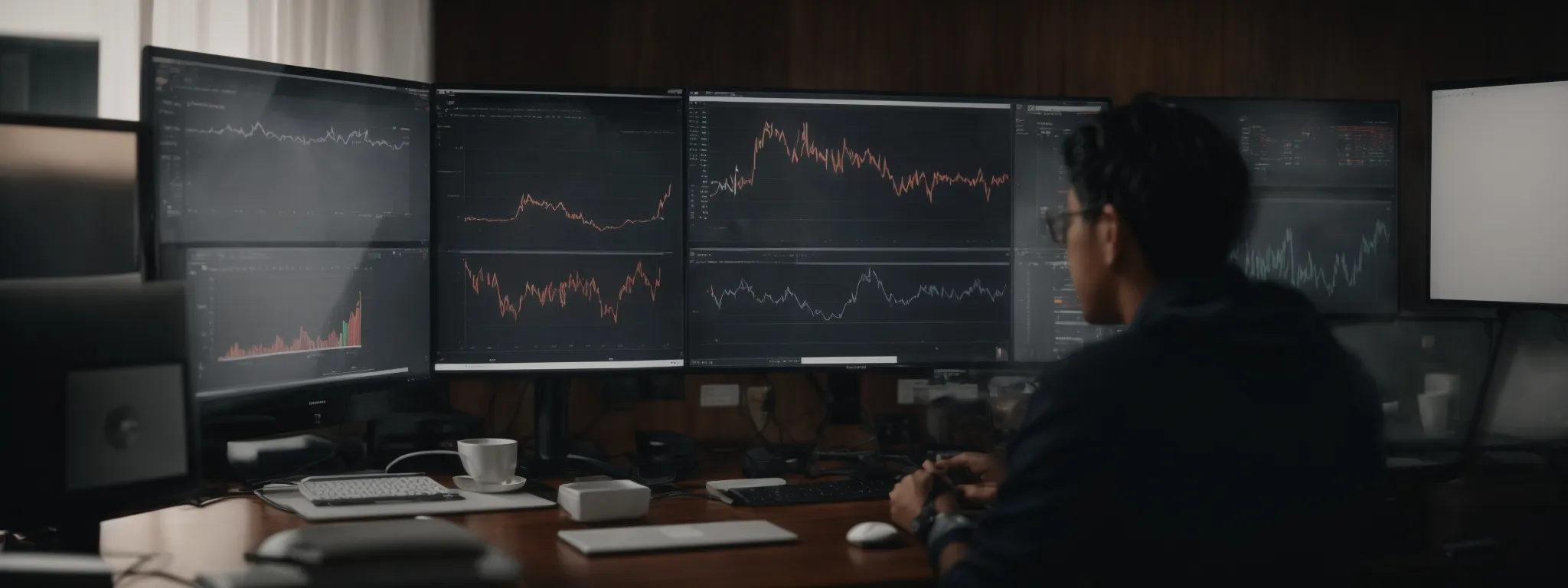 a person analyzing graphs and charts on a computer screen to optimize a website's seo strategy.
