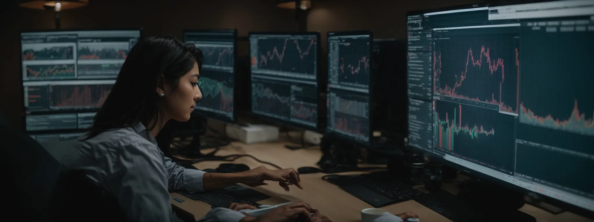 a marketing team reviews analytics on a computer screen, strategizing for seo improvements.
