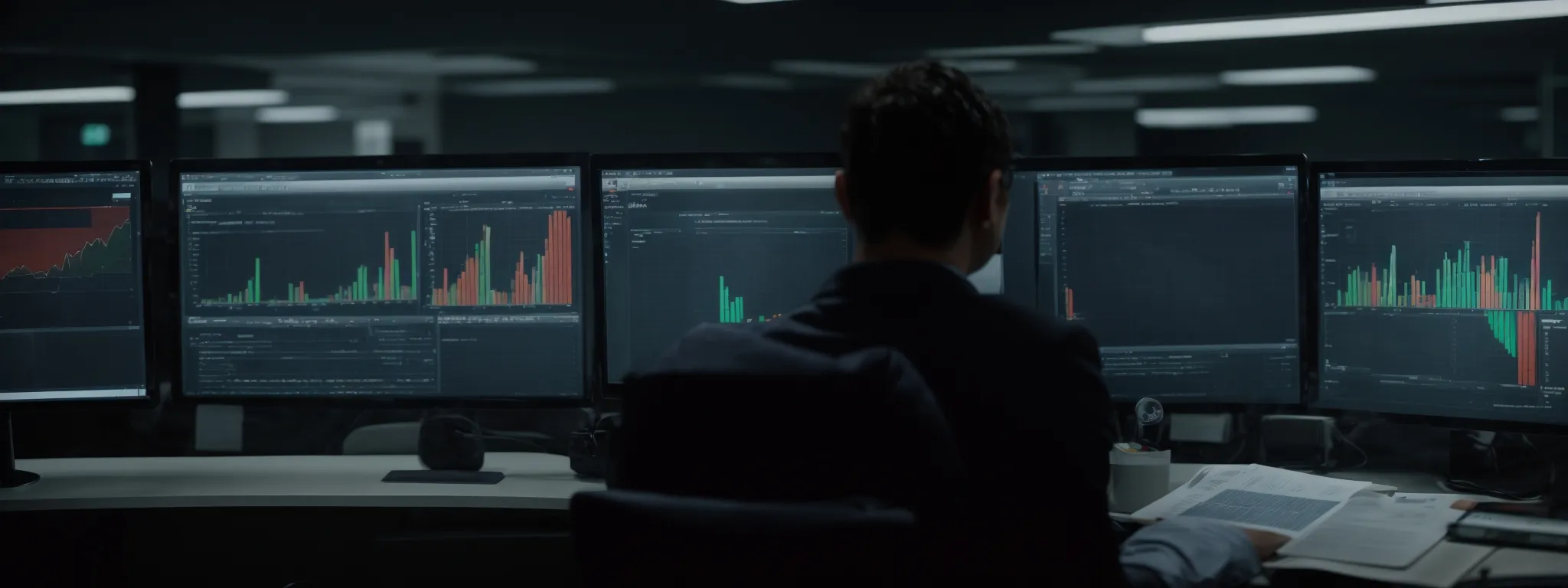 a marketing team analyzes graphs on a computer screen, reflecting the financial performance of their digital campaigns.