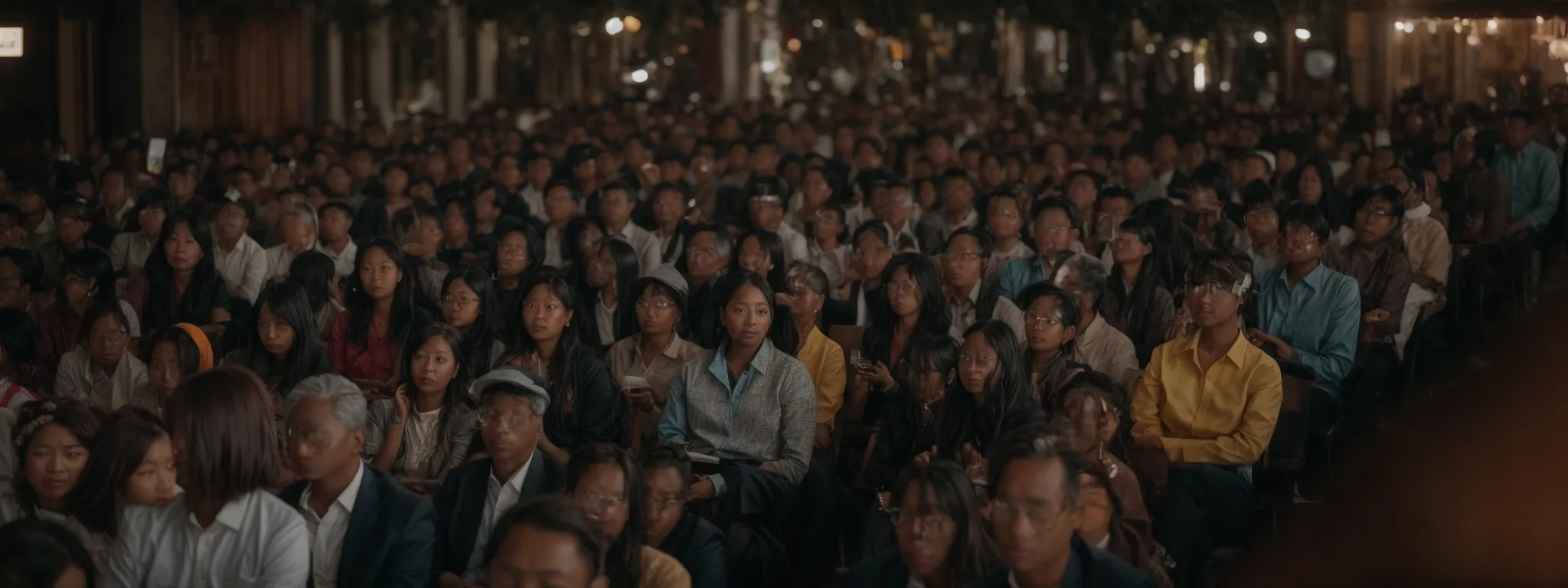 a marketer engages with a diverse audience on a digital platform to spark interest and attract potential customers.