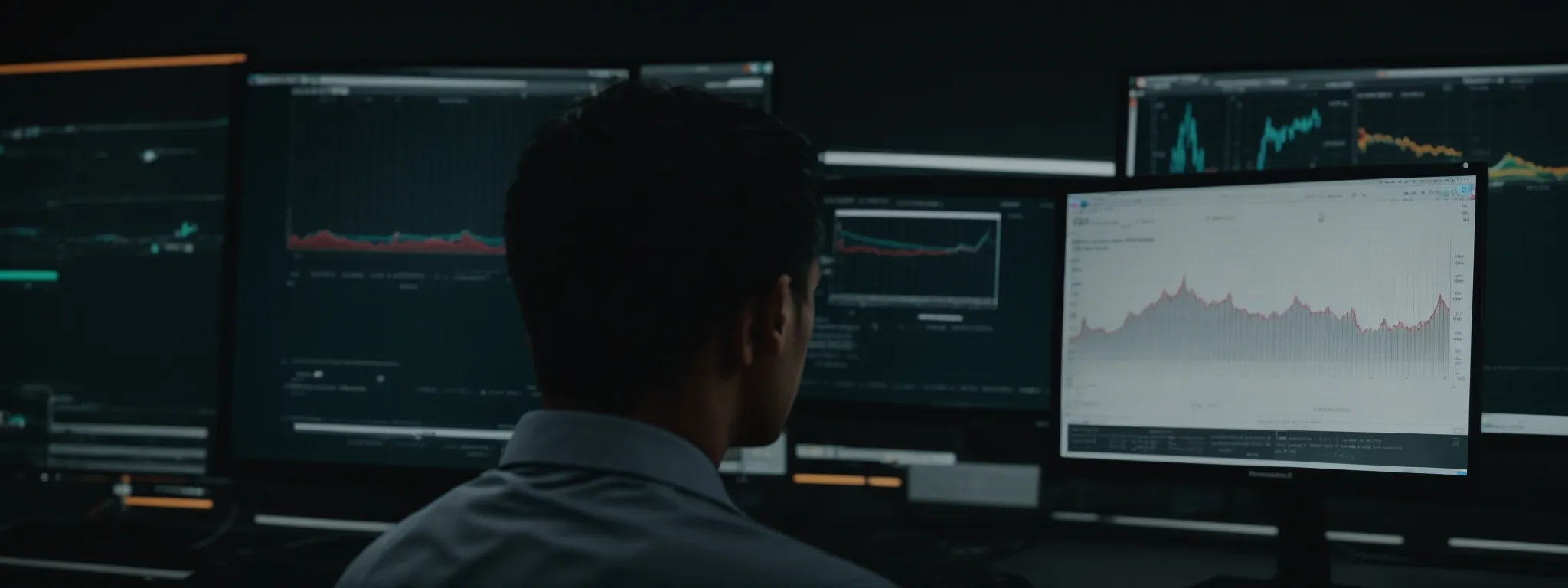 a person analyzing graphs comparing bounce rate and exit rate on a large computer screen.