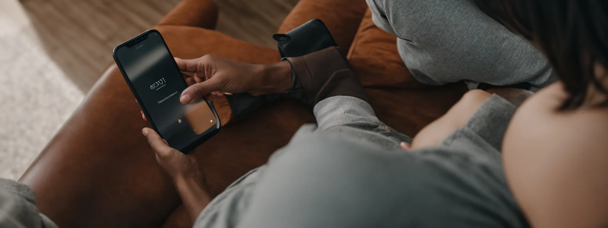 a person sitting comfortably while effortlessly swiping through a visually appealing mobile application on their smartphone.