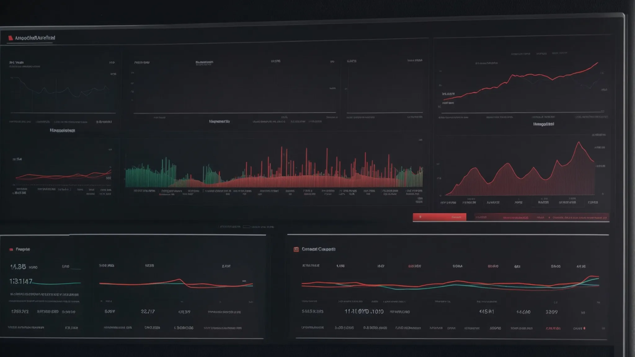 a digital dashboard displaying graphs and analytics for website traffic and keyword rankings.