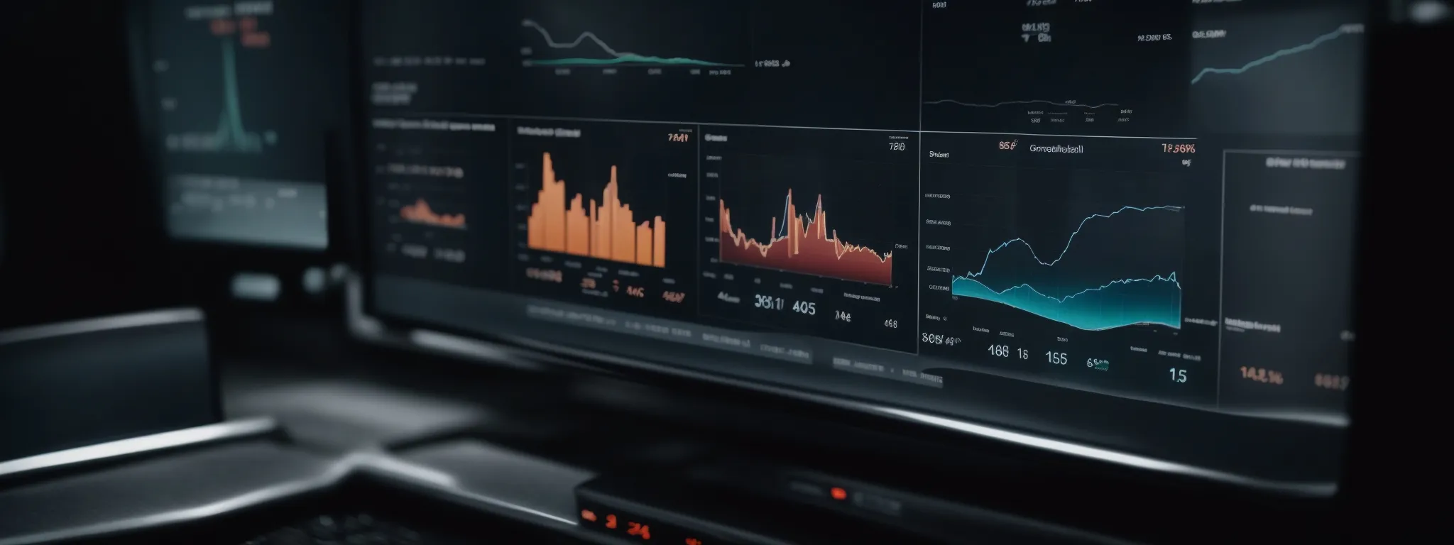an image of a digital analytics dashboard displaying various graphs and progress indicators.