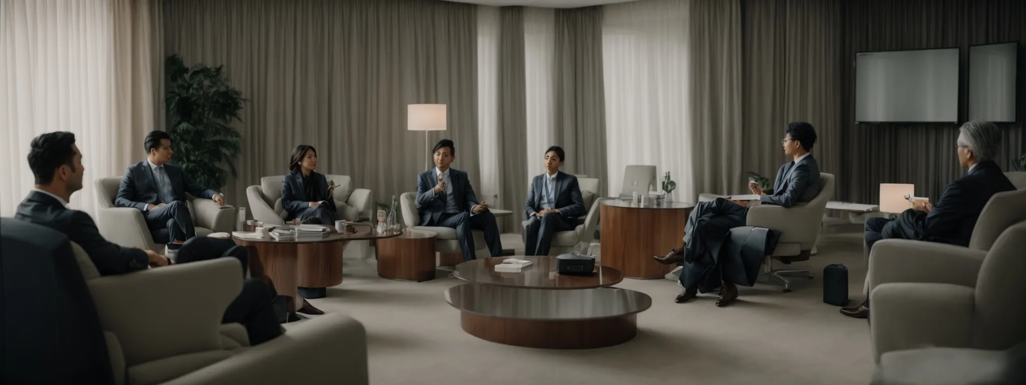 a professional meeting where plastic surgeons discuss seo tactics.