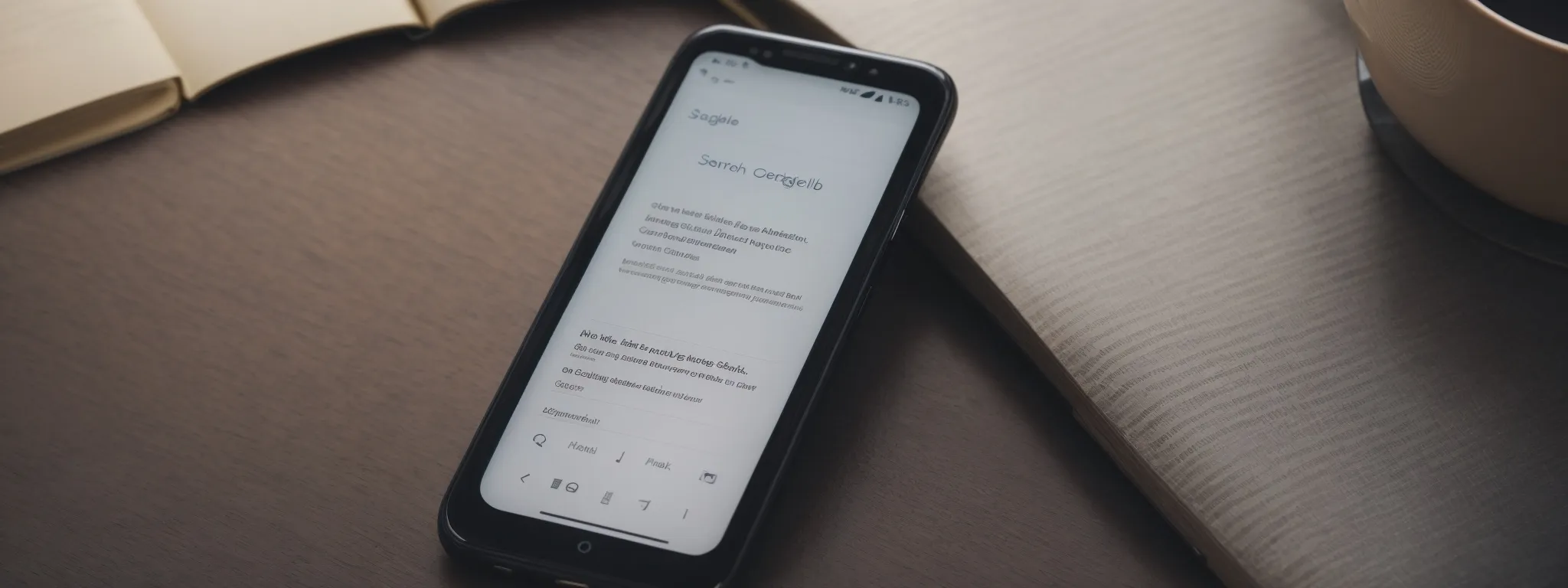 a smartphone displaying a search engine results page with clearly structured, simple url listings.