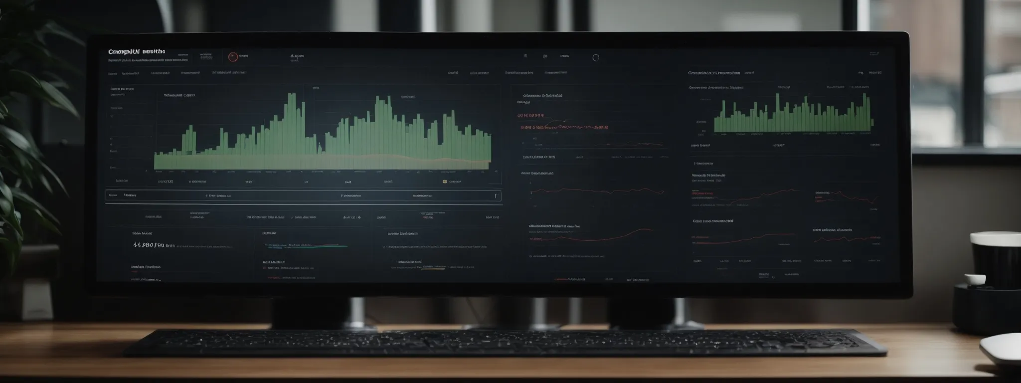 a computer screen displaying a website analysis dashboard with various optimization metrics and charts.