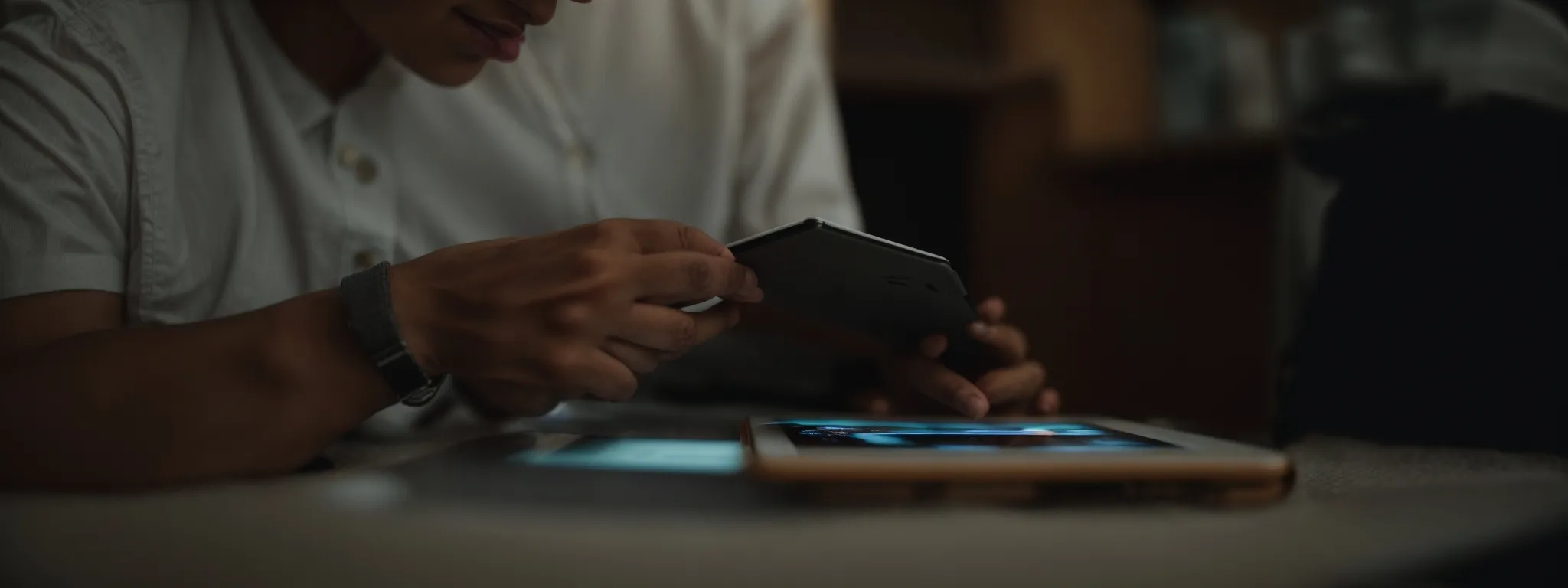 a person leisurely flipping through an engaging digital storybook on a tablet.