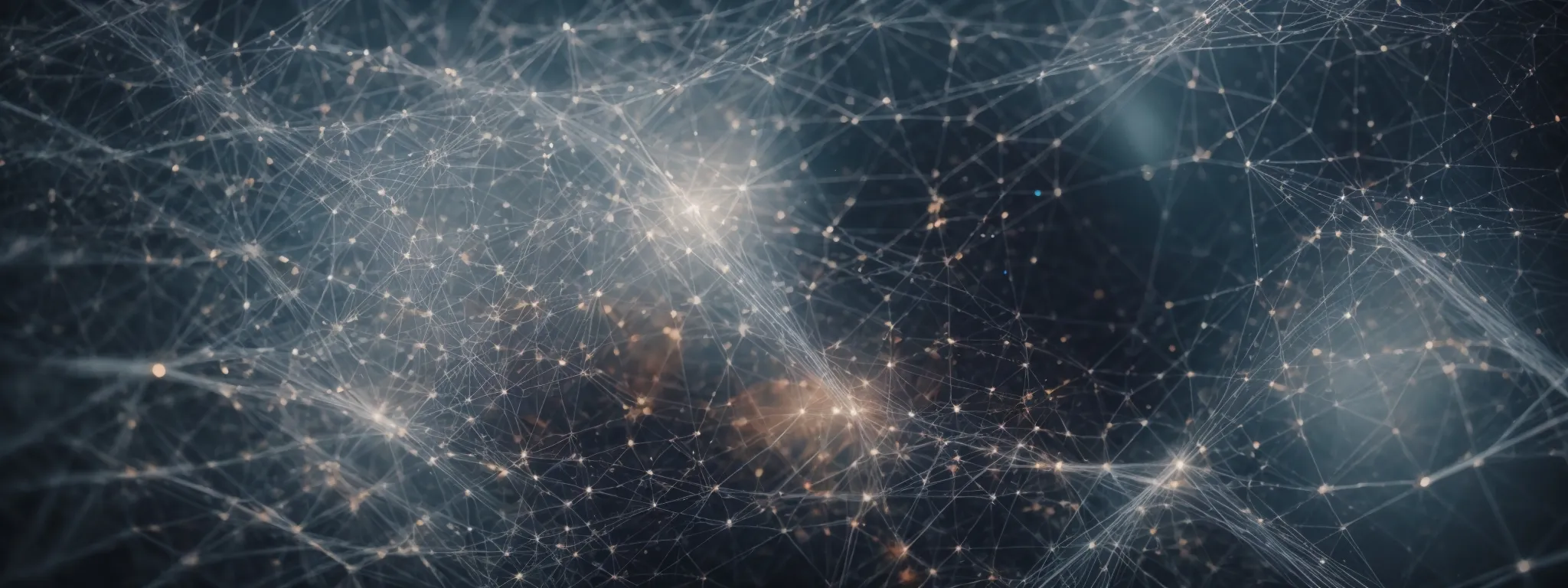 a web designer thoughtfully organizes a network of connective lines between abstract web page icons on a digital interface, symbolizing the strategic planning of internal links.