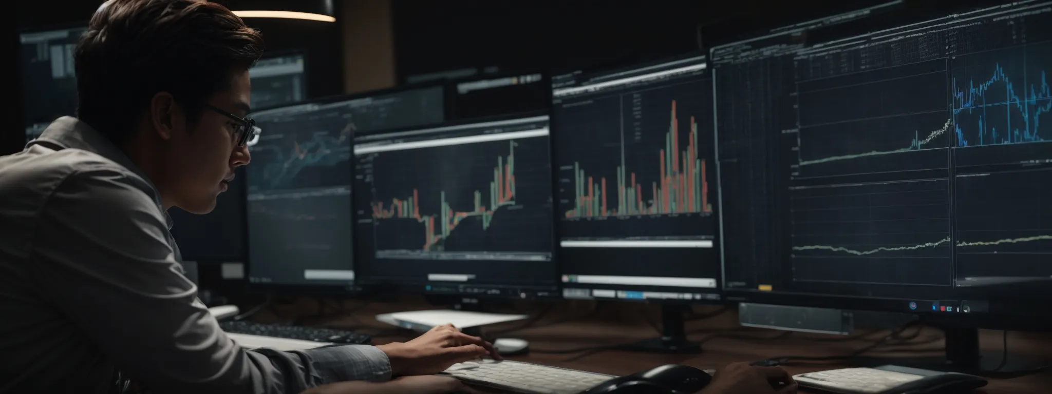 a person analyzing graphs and data on a computer screen to optimize website seo.