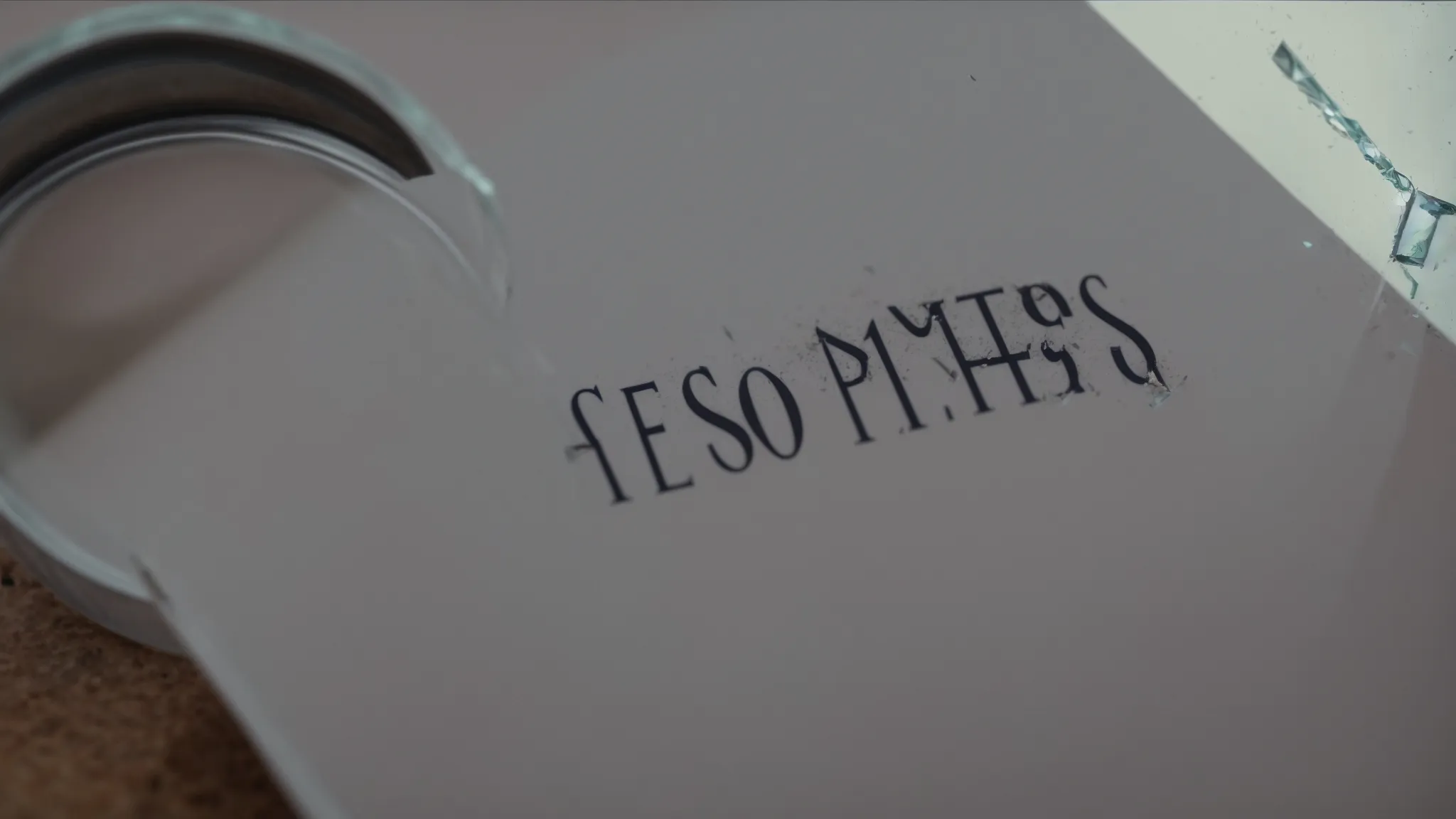 a shattered glass pane lying next to a magnifying glass and a book with the title "seo myths."