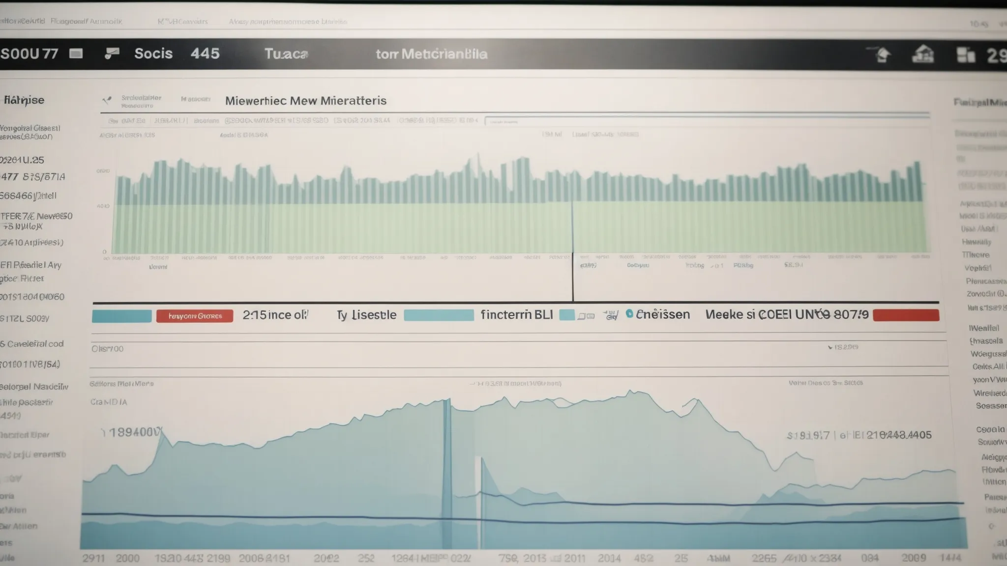 a computer screen displaying graphs of website traffic metrics with a newspaper next to it.