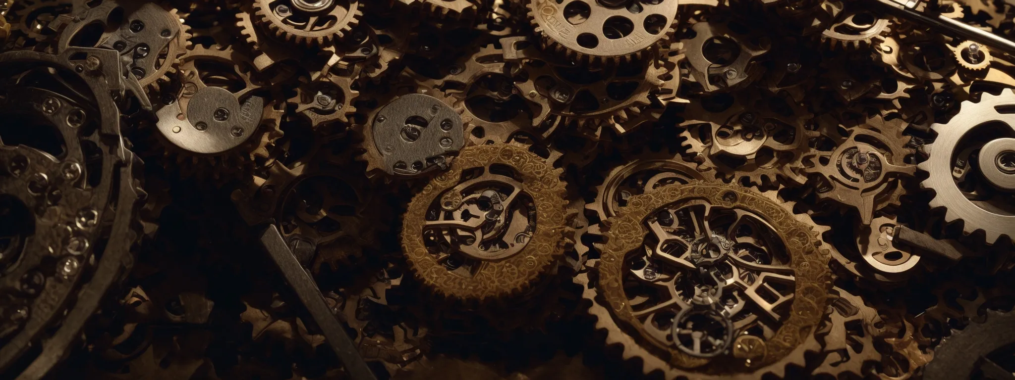 an intricate network of gears and cogs representing the technical mechanisms of seo, with a secure lock symbolizing https encryption.